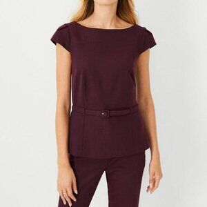 Ann Taylor | The Belted Boatneck Top in Flannel (Delicate Plum)​​​